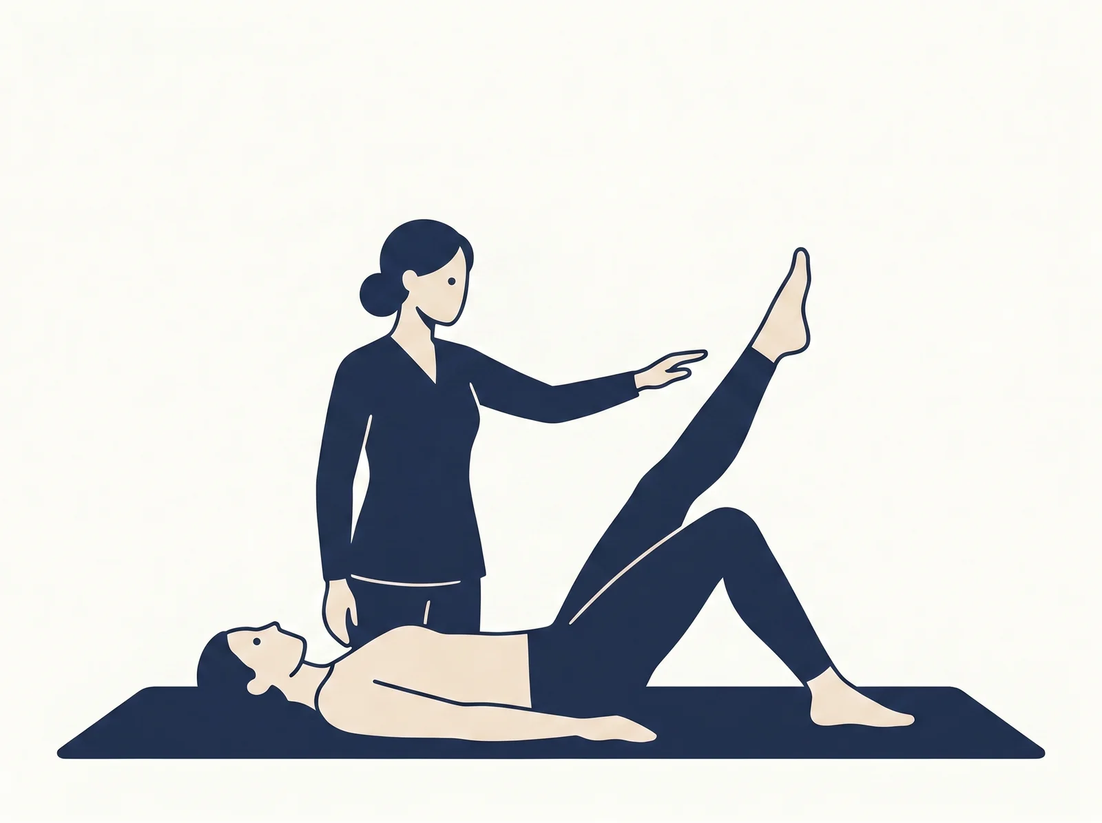 Core stabilization — editorial illustration of guided core engagement on a mat