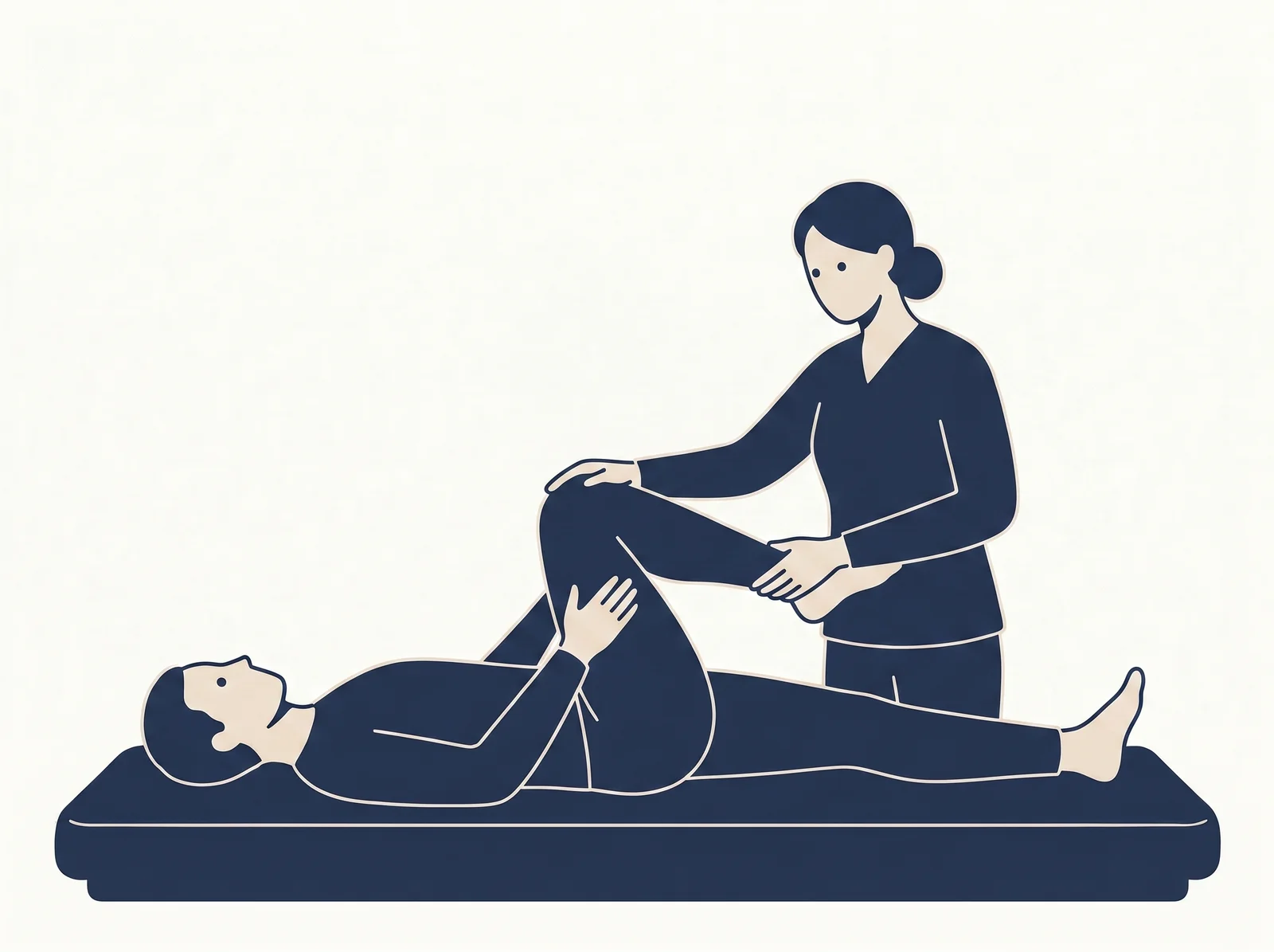 Therapeutic stretching — editorial illustration of lateral hip stretch
