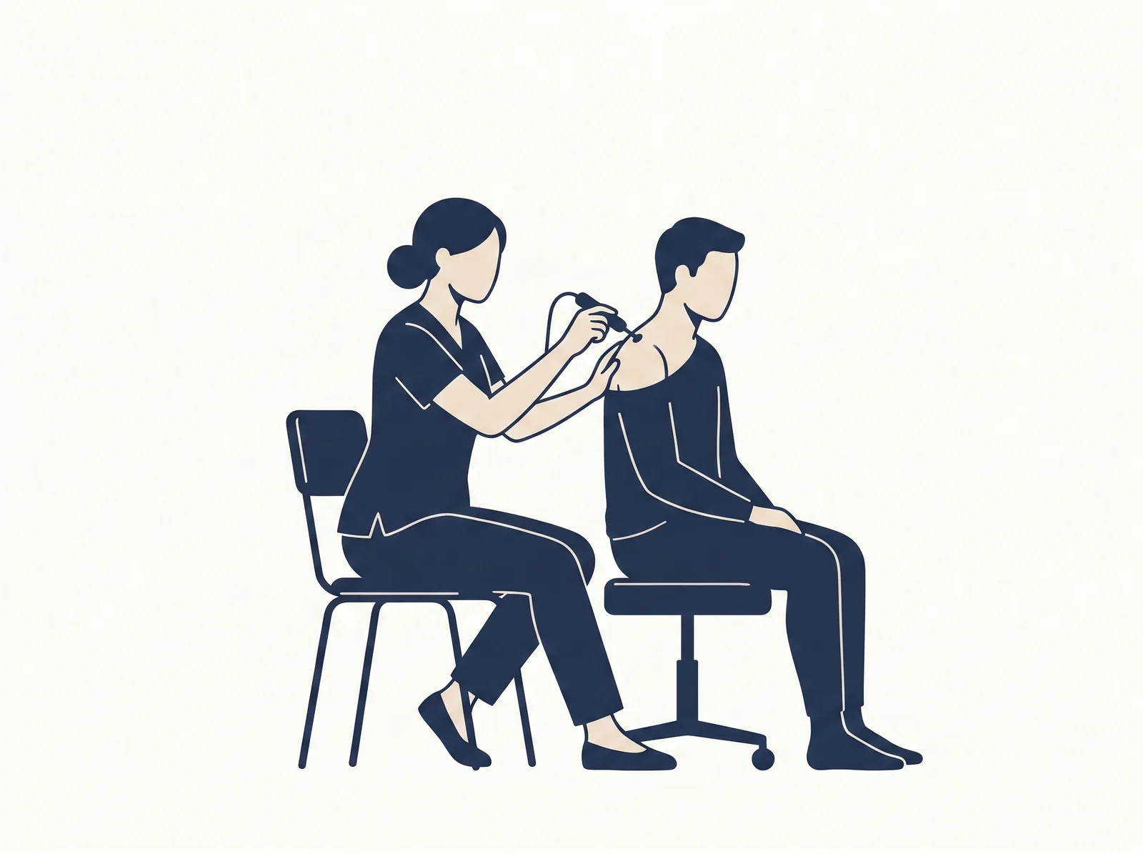 Neurostim — editorial illustration of shoulder neuromuscular probe treatment