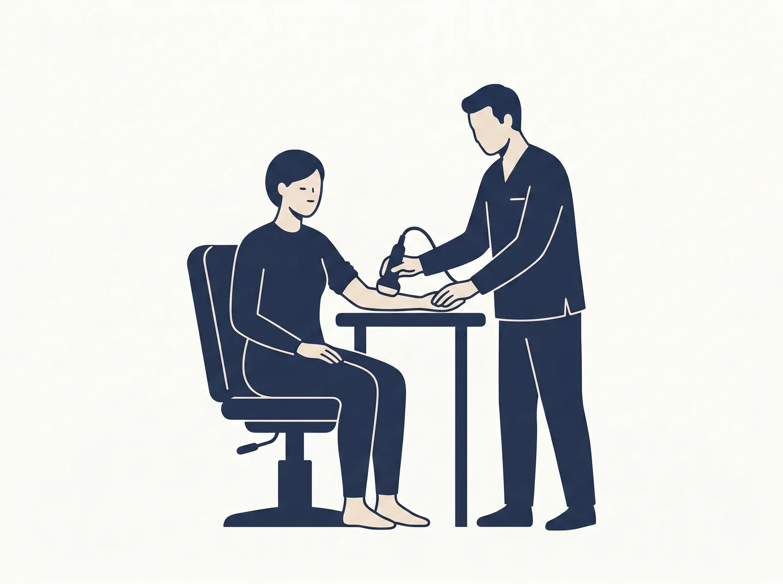 Therapeutic ultrasound — editorial illustration of handheld applicator use