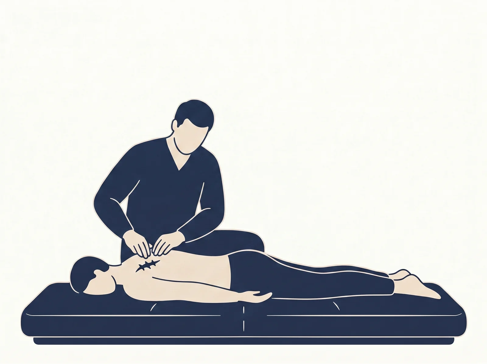 Scar mobilization — editorial illustration of post-surgical tissue work